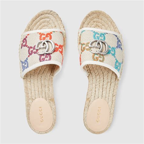 gucci linen slides